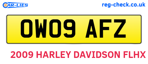 OW09AFZ are the vehicle registration plates.