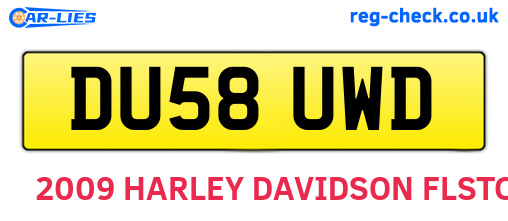 DU58UWD are the vehicle registration plates.