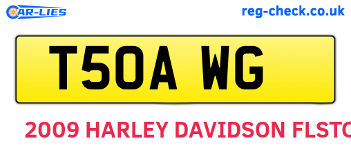 T50AWG are the vehicle registration plates.