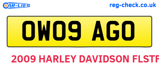 OW09AGO are the vehicle registration plates.