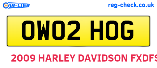 OW02HOG are the vehicle registration plates.