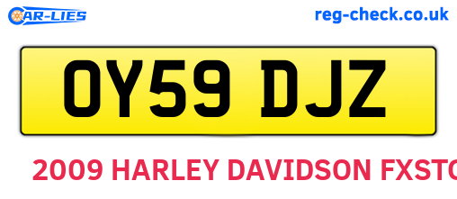 OY59DJZ are the vehicle registration plates.