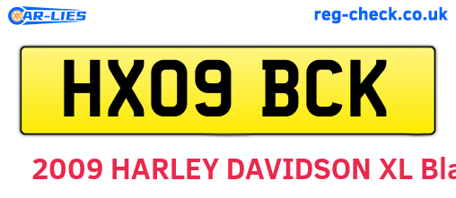 HX09BCK are the vehicle registration plates.