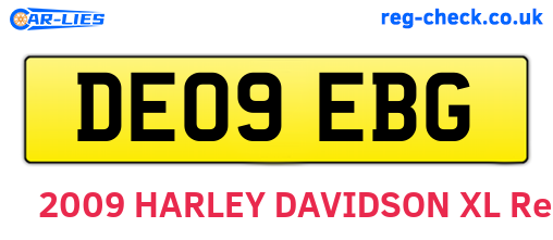 DE09EBG are the vehicle registration plates.