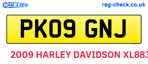 PK09GNJ are the vehicle registration plates.