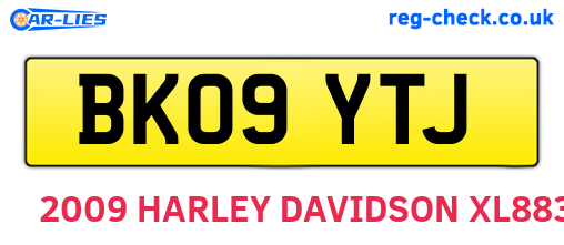 BK09YTJ are the vehicle registration plates.