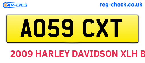 AO59CXT are the vehicle registration plates.