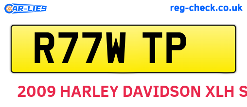 R77WTP are the vehicle registration plates.