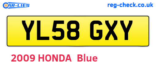 YL58GXY are the vehicle registration plates.