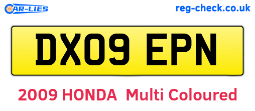DX09EPN are the vehicle registration plates.