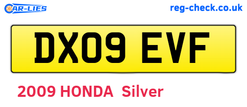 DX09EVF are the vehicle registration plates.