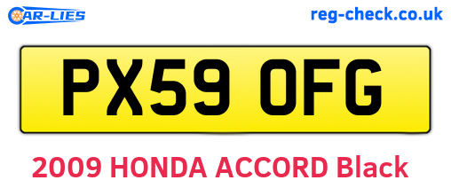 PX59OFG are the vehicle registration plates.