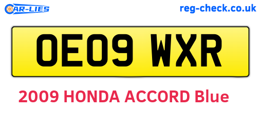 OE09WXR are the vehicle registration plates.