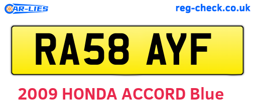 RA58AYF are the vehicle registration plates.