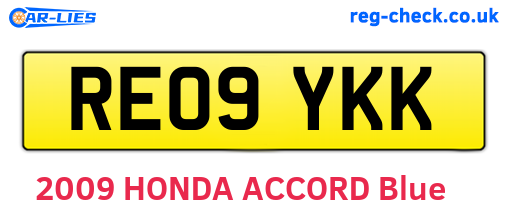 RE09YKK are the vehicle registration plates.