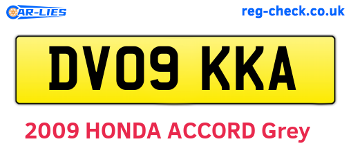 DV09KKA are the vehicle registration plates.