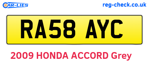 RA58AYC are the vehicle registration plates.
