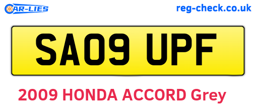 SA09UPF are the vehicle registration plates.
