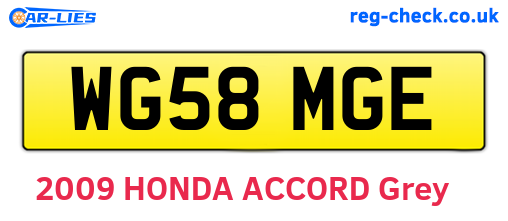 WG58MGE are the vehicle registration plates.