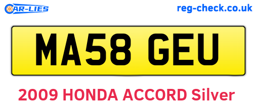 MA58GEU are the vehicle registration plates.