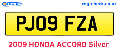 PJ09FZA are the vehicle registration plates.