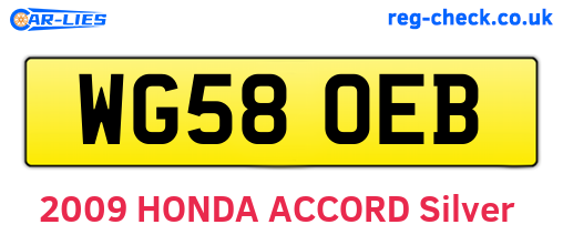 WG58OEB are the vehicle registration plates.