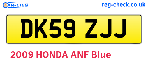 DK59ZJJ are the vehicle registration plates.
