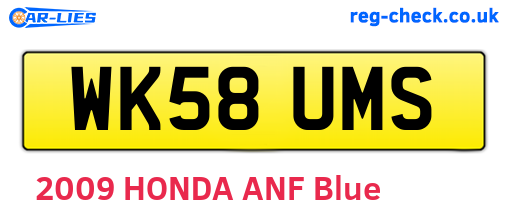 WK58UMS are the vehicle registration plates.