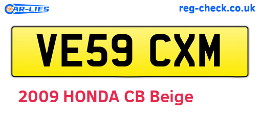 VE59CXM are the vehicle registration plates.