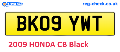 BK09YWT are the vehicle registration plates.