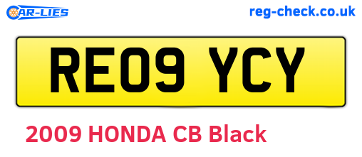 RE09YCY are the vehicle registration plates.