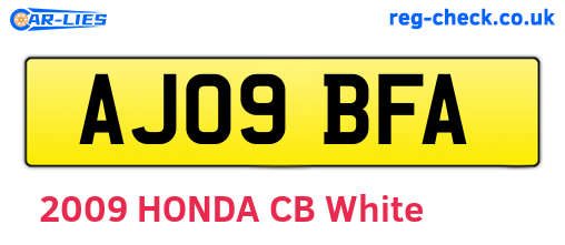 AJ09BFA are the vehicle registration plates.