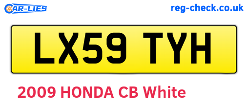 LX59TYH are the vehicle registration plates.