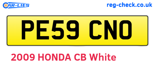PE59CNO are the vehicle registration plates.