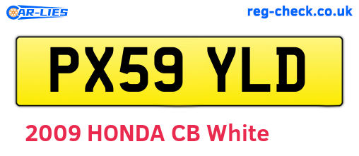 PX59YLD are the vehicle registration plates.