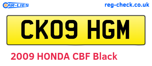 CK09HGM are the vehicle registration plates.