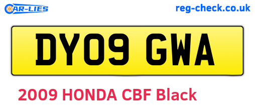 DY09GWA are the vehicle registration plates.