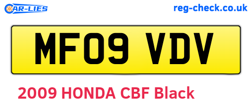 MF09VDV are the vehicle registration plates.