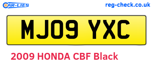 MJ09YXC are the vehicle registration plates.