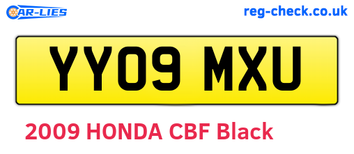 YY09MXU are the vehicle registration plates.