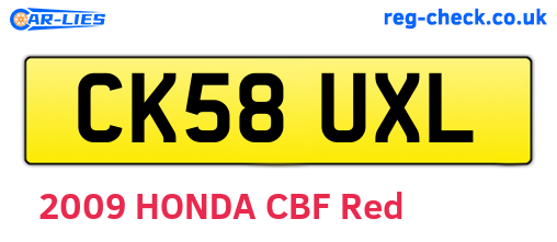 CK58UXL are the vehicle registration plates.