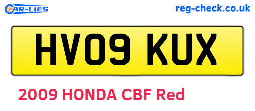 HV09KUX are the vehicle registration plates.