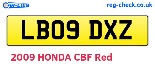 LB09DXZ are the vehicle registration plates.