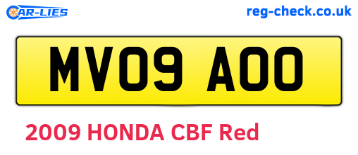 MV09AOO are the vehicle registration plates.