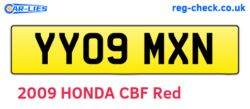 YY09MXN are the vehicle registration plates.