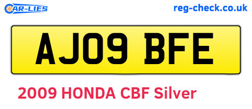 AJ09BFE are the vehicle registration plates.