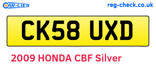 CK58UXD are the vehicle registration plates.