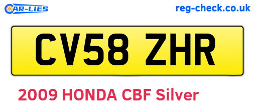 CV58ZHR are the vehicle registration plates.