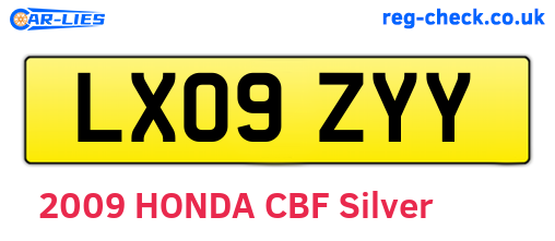 LX09ZYY are the vehicle registration plates.