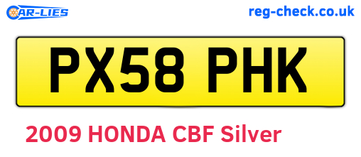PX58PHK are the vehicle registration plates.